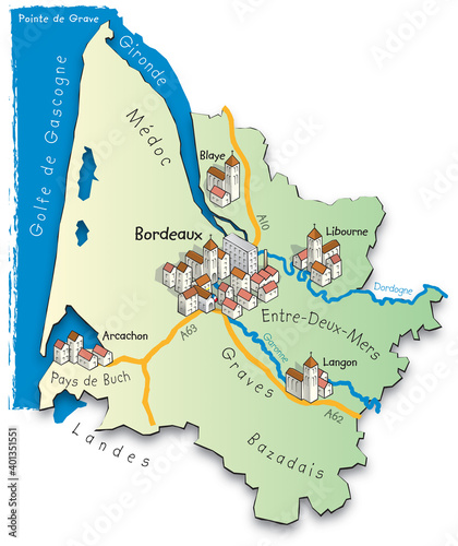 33 Carte du département de la Gironde