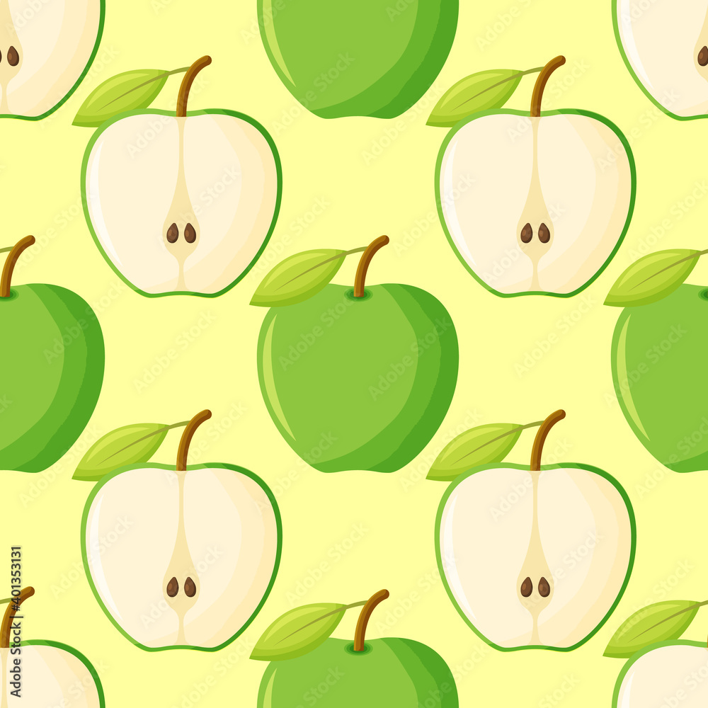 Green Apples Seamless Pattern Tile. Repeating Print. Perfect for Back to School or Apple Picking or Food Packaging. Green Apples Seamless Pattern Tile. Repeating Print. Perfect for Back to School or Apple Picking or Food Packaging.