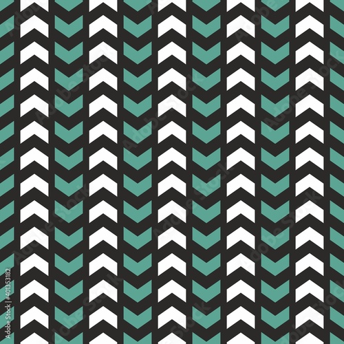 Tile vector pattern with white or mint green zig zag print on black background