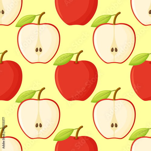 Red Apples Pattern Tile. Repeating Print. Perfect for Back to School or Apple Picking or Food Packaging. Red Apples Rand