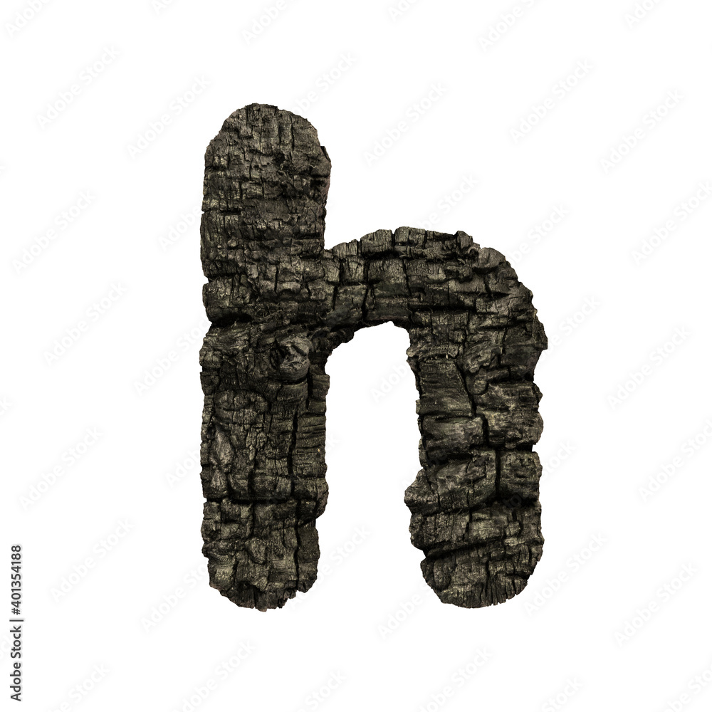 burned wood letter H - Lower-case 3d charcoal font - Suitable for Nature, disaster or fire related subjects burned wood letter H - Lower-case 3d charcoal font - Suitable for Nature, disaster or fire related subjects