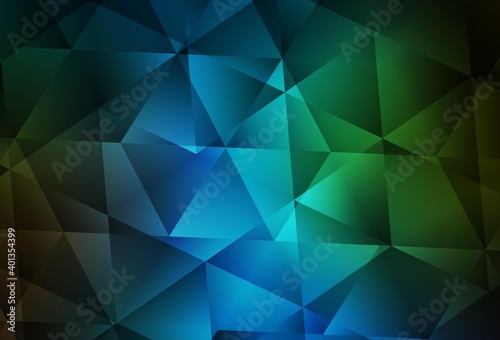 Dark Blue, Green vector gradient triangles texture.