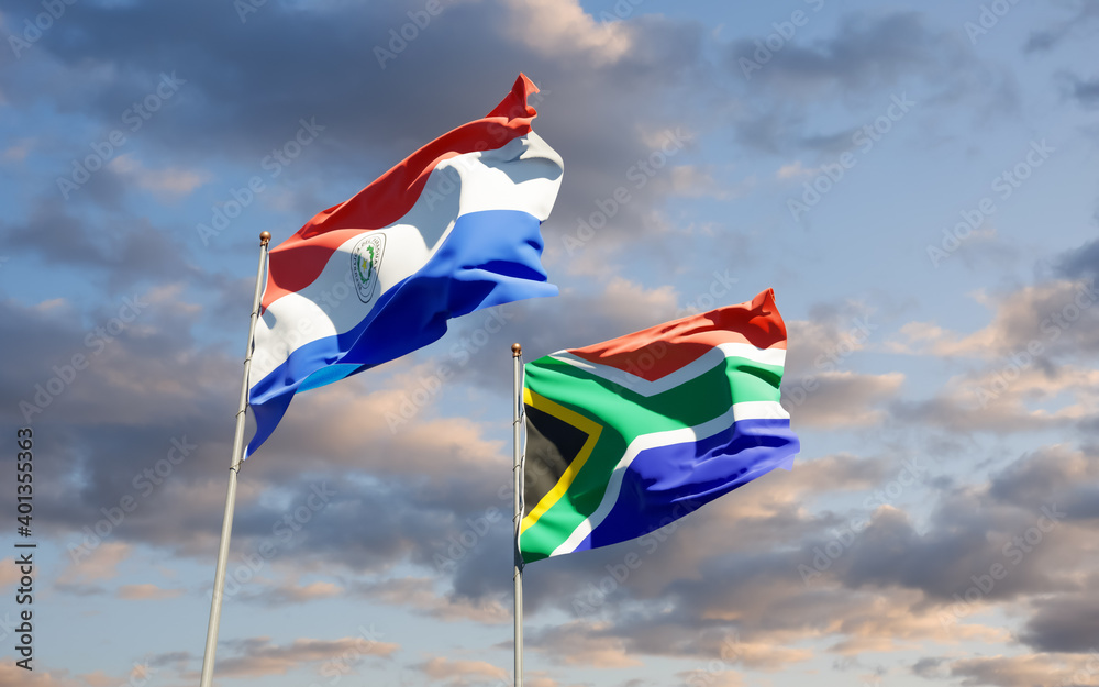 Flags of Paraguay and SAR African. Flags of Paraguay and SAR African.