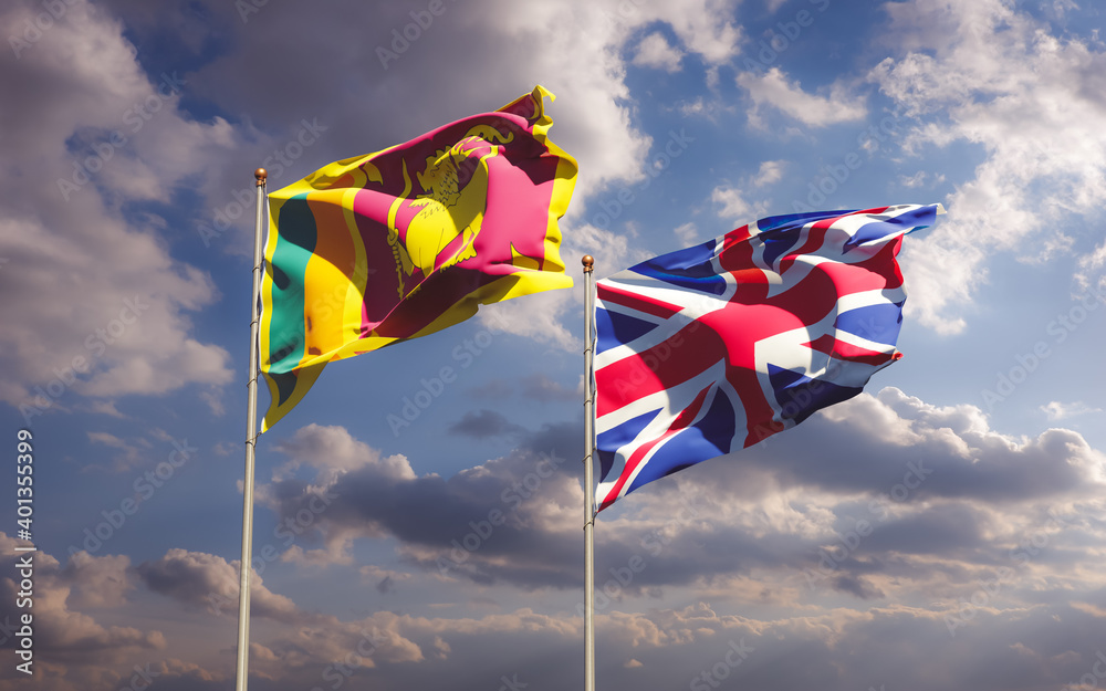 Flags of Sri Lanka and UK British. Flags of Sri Lanka and UK British.