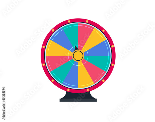 Colorful wheel of luck. Spinning fortune wheel, las vegas, prize. Lottery luck wheel of fortune design.
