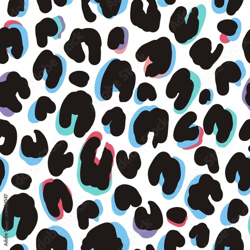 Leopard modern seamless texture in neon color. Seamless African pattern leopard skin