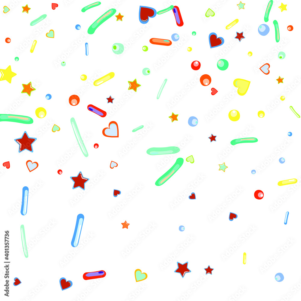 Sprinkles grainy. Cupcake donuts, dessert, sugar, bakery background. Sweet confetti on white chocolate glaze background. Vector Illustration sprinkles holiday designs, party, birthday, invitation. Sprinkles grainy. Cupcake donuts, dessert, sugar, bakery background. Sweet confetti on white chocolate glaze background. Vector Illustration sprinkles holiday designs, party, birthday, invitation.