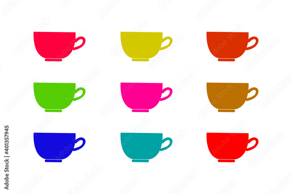 set of cute funny cartoon colorful tea cups isolated on white background round bottom cups vector icons design for menu covers, gift wrapping illustration.
set of cute funny cartoon colorful tea cups isolated on white background round bottom cups vector icons design for menu covers, gift wrapping illustration.