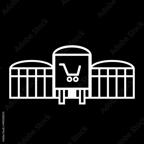 Shopping mall buildings icon.
