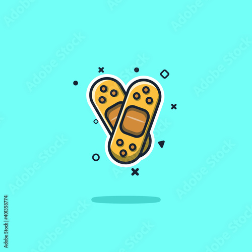 Wound plaster Vector Illustration. Education License. Flat Cartoon Style Suitable for all fields, Banner, Flyer, Sticker, Wallpaper, Stationery Set, Icon, Symbol, Chibi, Sign