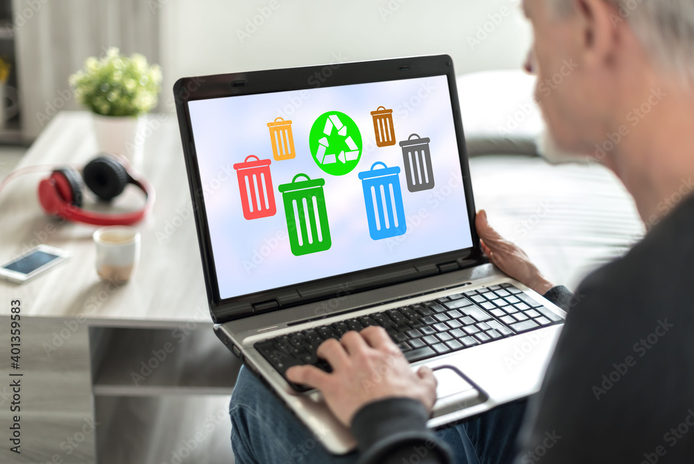 Recycling concept on a laptop screen Recycling concept on a laptop screen