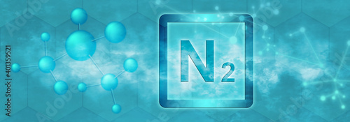 N2 symbol. Nitrogen molecule photo