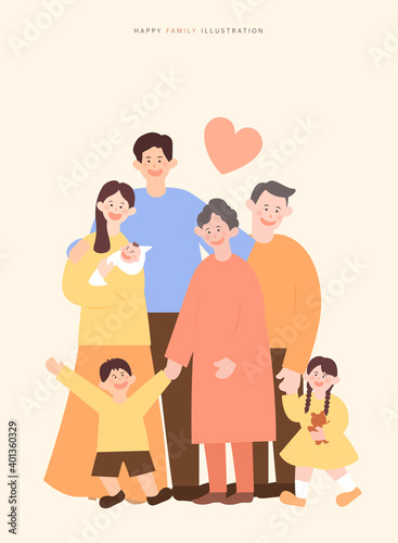 a collection of harmonious family illustrations