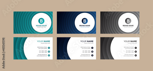 collection of business card design template with horizontal layout. multicolored blue and grey colors.