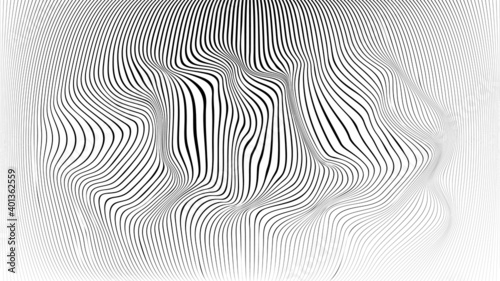 Abstract flow lines background . Fluid wavy shape .Striped linear pattern . Music sound wave . Vector illustration