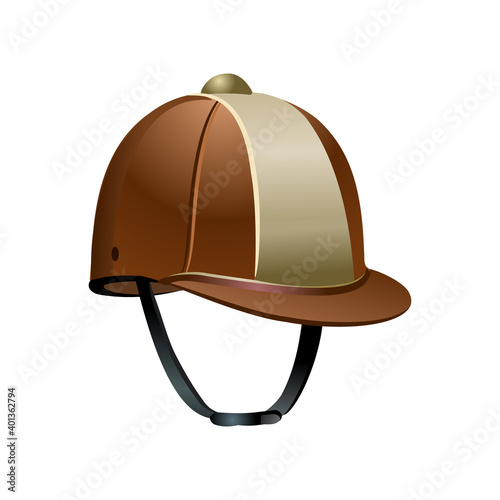 The classic jockey helmet for the equestrian athlete. Illustration isolated on white background. Vector illustration