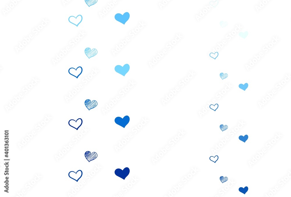 Light BLUE vector pattern with colorful hearts.