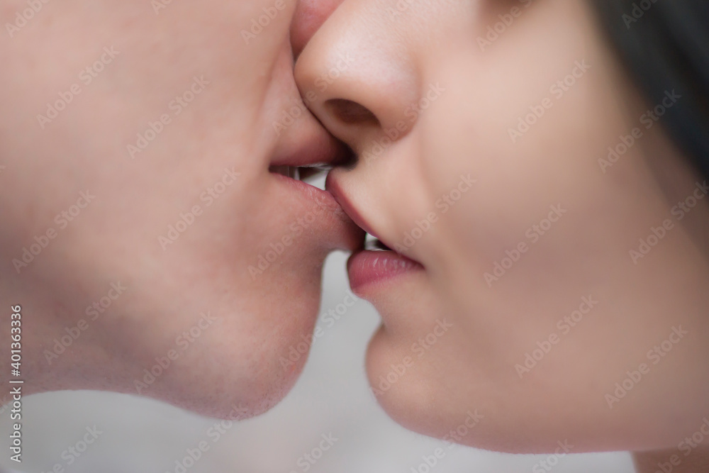 Obraz premium close-up of tender kissing young couple
