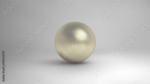 White pearl isolated on white background vector. 3d white ball with shadow. Vector illustration.