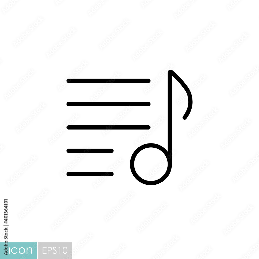 Music playlist vector icon. Musical note and list Music playlist vector icon. Musical note and list