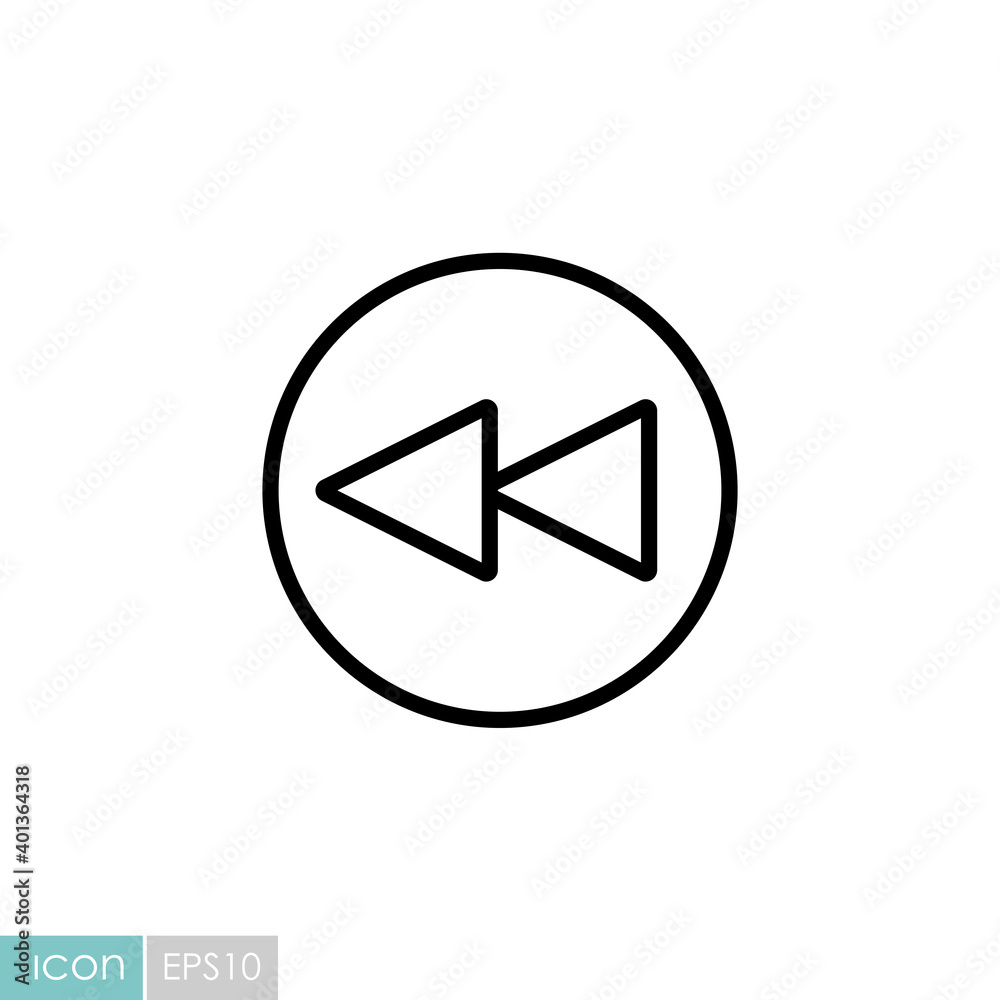 Play previous track button vector flat icon Play previous track button vector flat icon