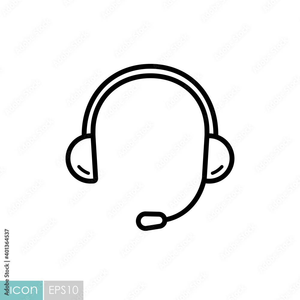 Headset. Headphones with microphone vector icon Headset. Headphones with microphone vector icon
