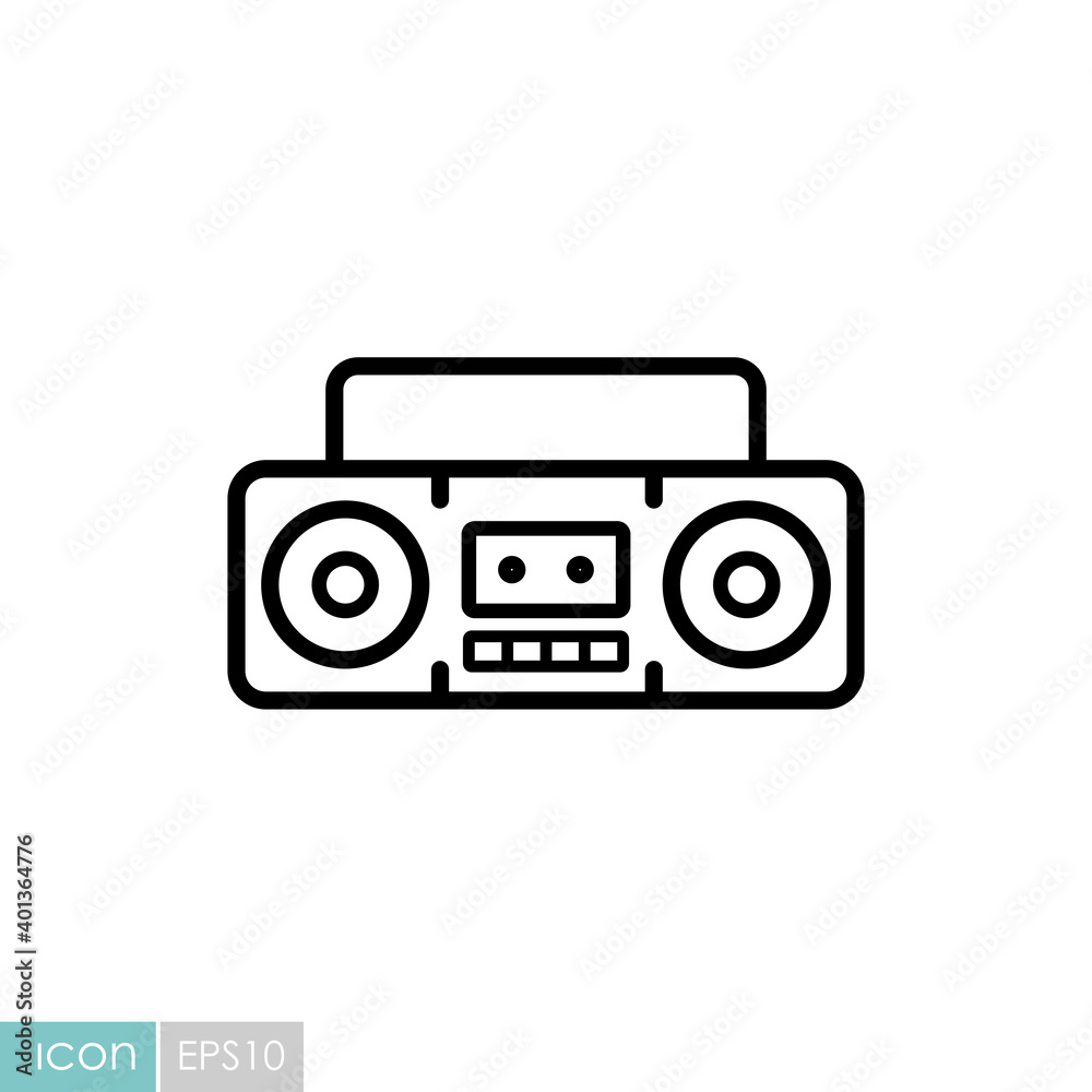 Boombox cassette stereo recorder vector icon Boombox cassette stereo recorder vector icon