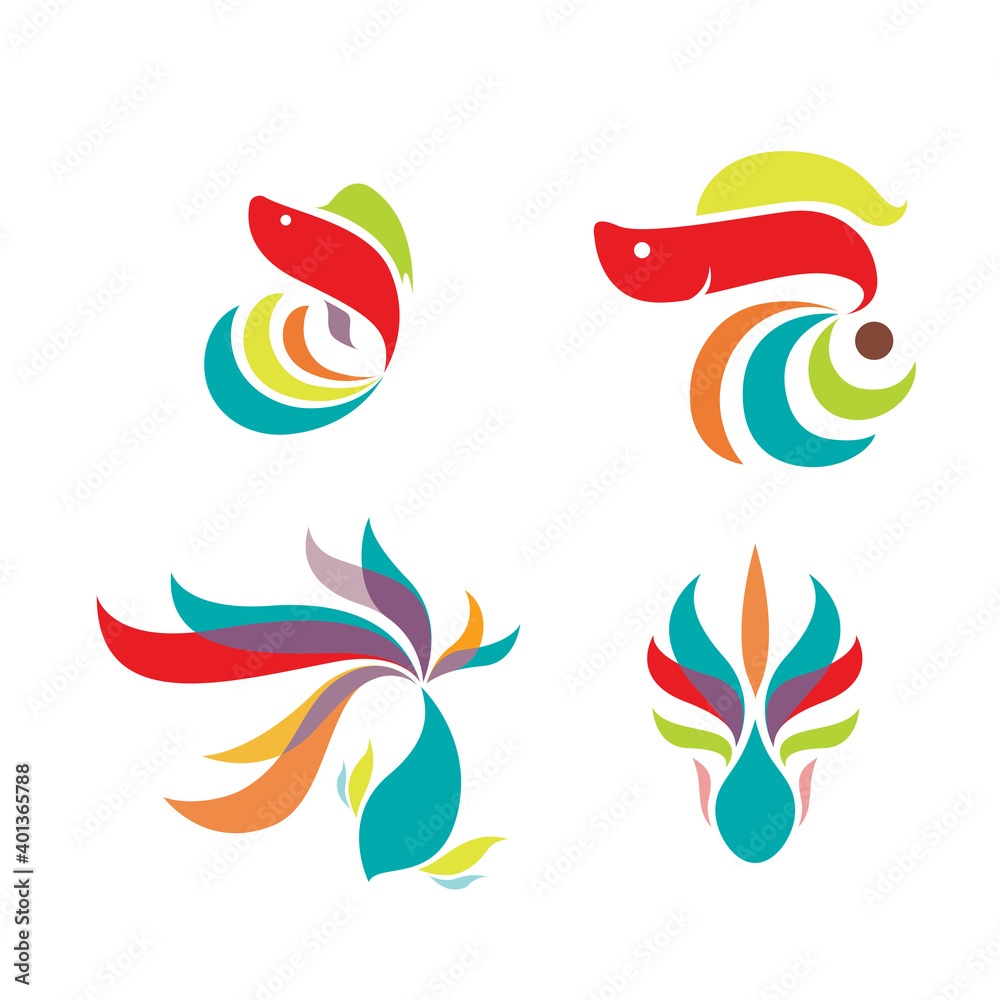 Betta hobby fish logo template design set