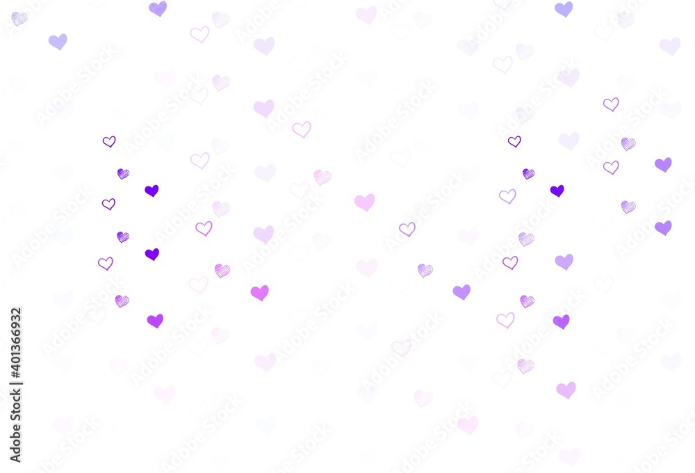 Light Purple vector background with Shining hearts.