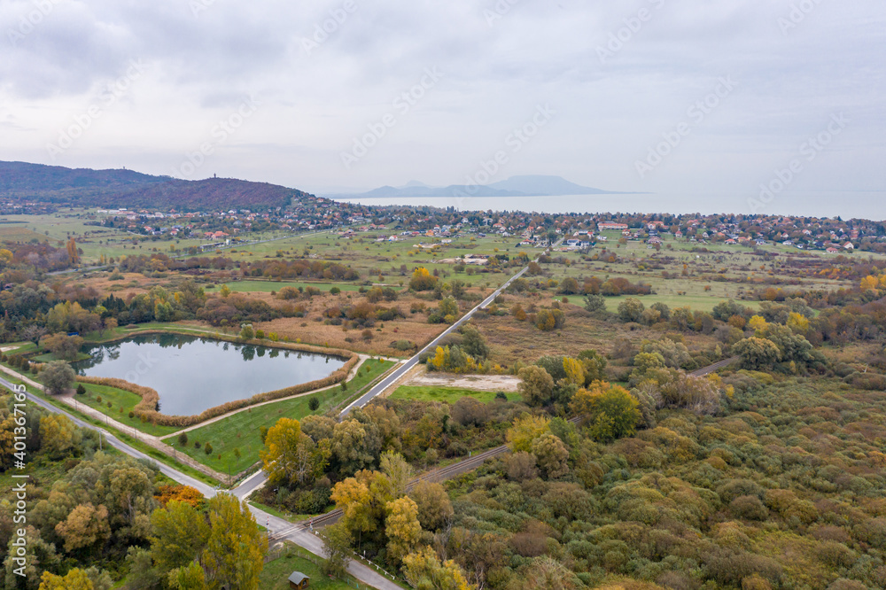 Drone photo of Balatongyorok in Hungary