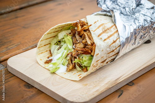 Durum Kebab at a local street food stall photo