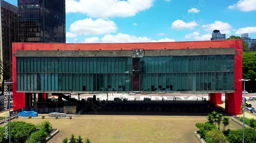 Urban city view of Masp, Paulista avenue, Sao Paulo, Brazil.Urban city view of Masp, Paulista avenue, Sao Paulo, Brazil.Urban city view of Masp, Paulista avenue, Sao Paulo, Brazil. photo