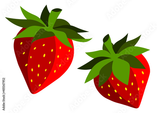 Strawberry red berry flat vector colorful isolated illustration