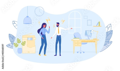 Business Woman and Man Arguing and Having Quarrel