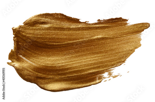 Vector golden metallic paint texture isolated on white - acrylic brush stroke element for Your design