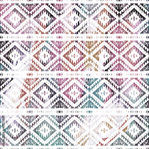 Geometric klim ikat pattern with grunge texture 