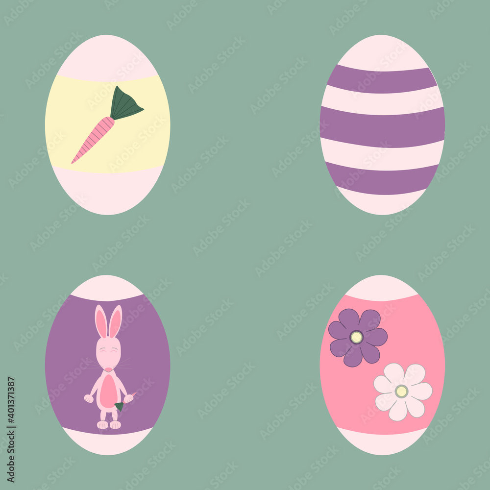 vector illustration with eggs for Easter on a green background