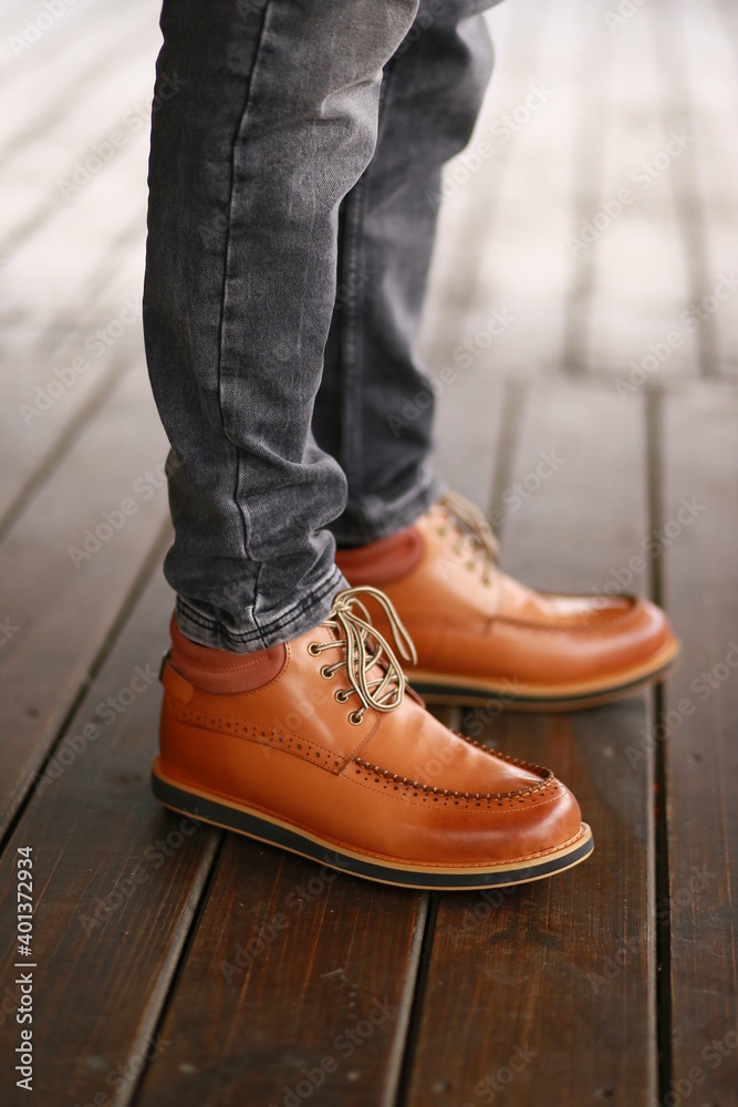 leather shoes on the wooden floor leather shoes on the wooden floor