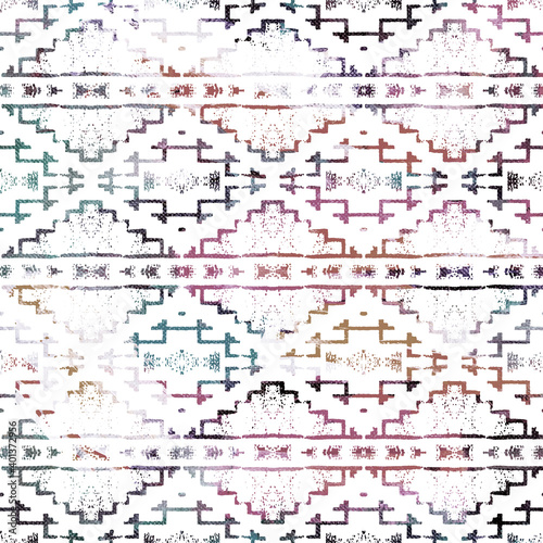 Geometric klim ikat pattern with grunge texture 