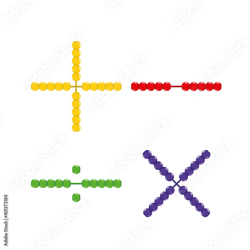 Mathematical operations vector with Abacus beads. Flat illustration of abacus  toy vector icon for web design