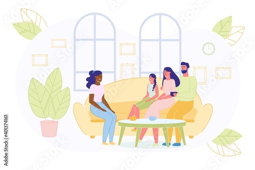 Family Meeting New GirlCharacter in Living Room.