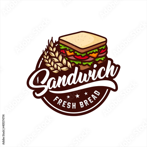Sandwich fresh bread vector design logo