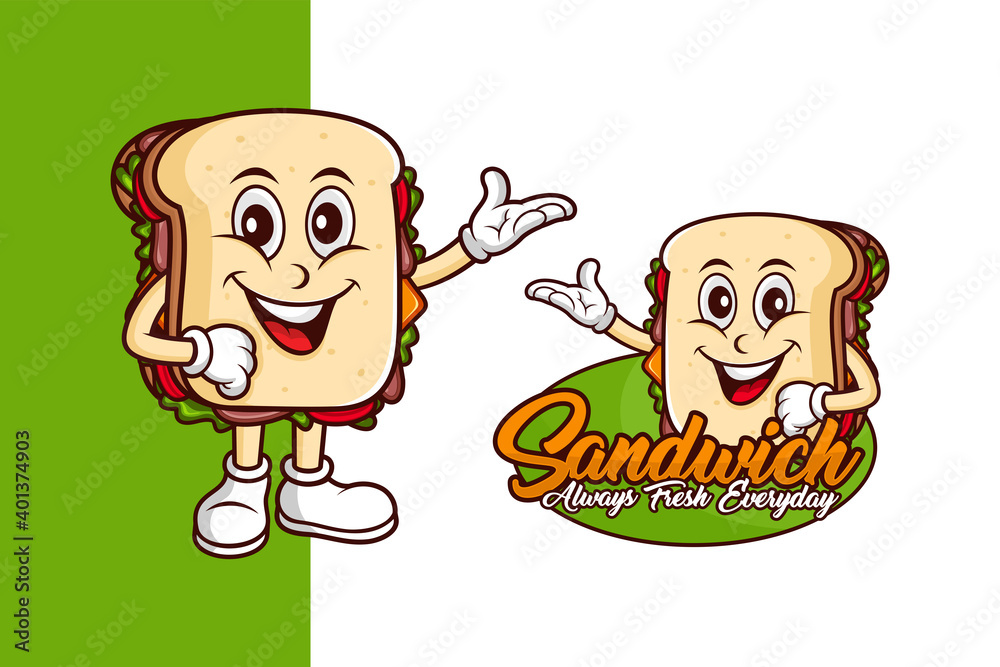 Sandwich mascot vector design logo Sandwich mascot vector design logo