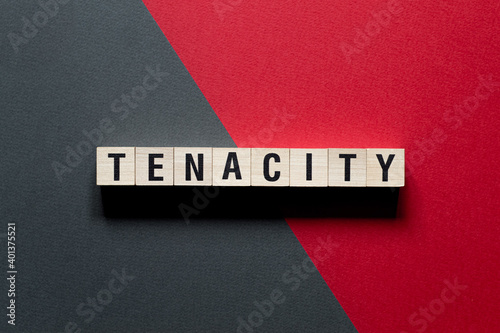 Photo Tenacity word concept on cubes
