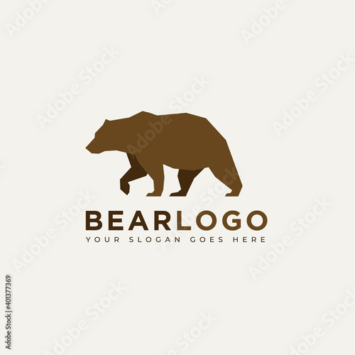 grizzly bear minimalist logo vector illustration design template. simple modern logo concept