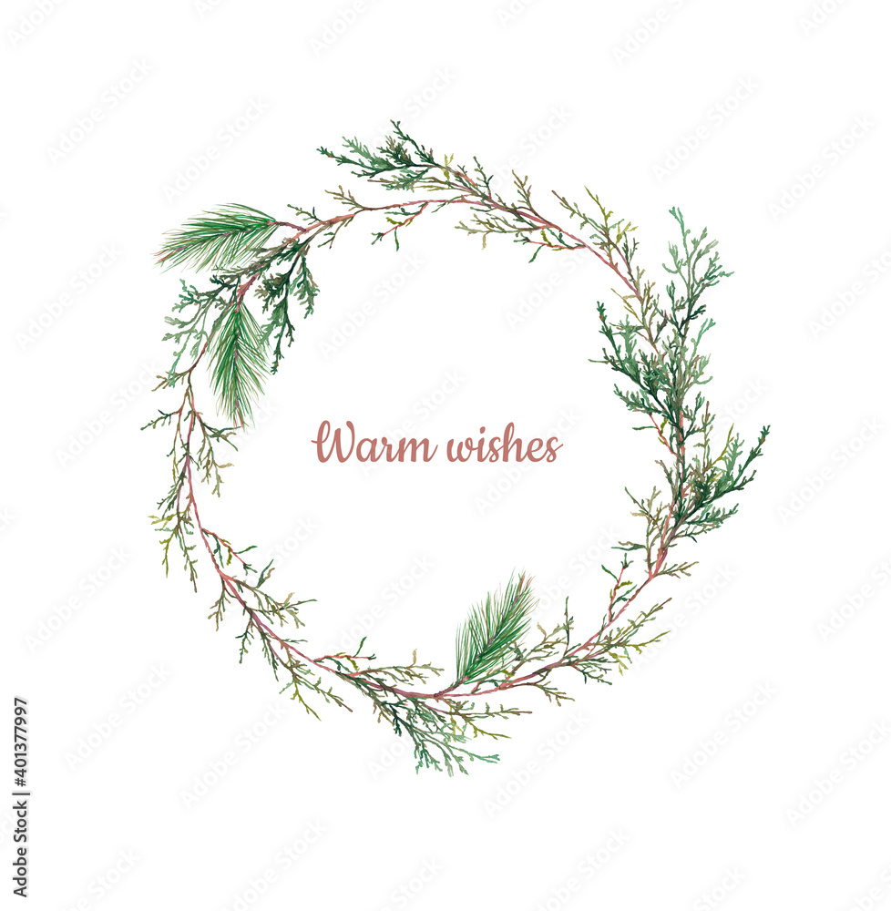 Festive quark wreath for new year and christmas isolated on white background. Festive quark wreath for new year and christmas isolated on white background.