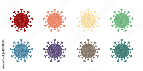 Corona Virus, Covid 19-NCP. Set of realistic viral cells. DNA and RNA Viruses. Vector illustration