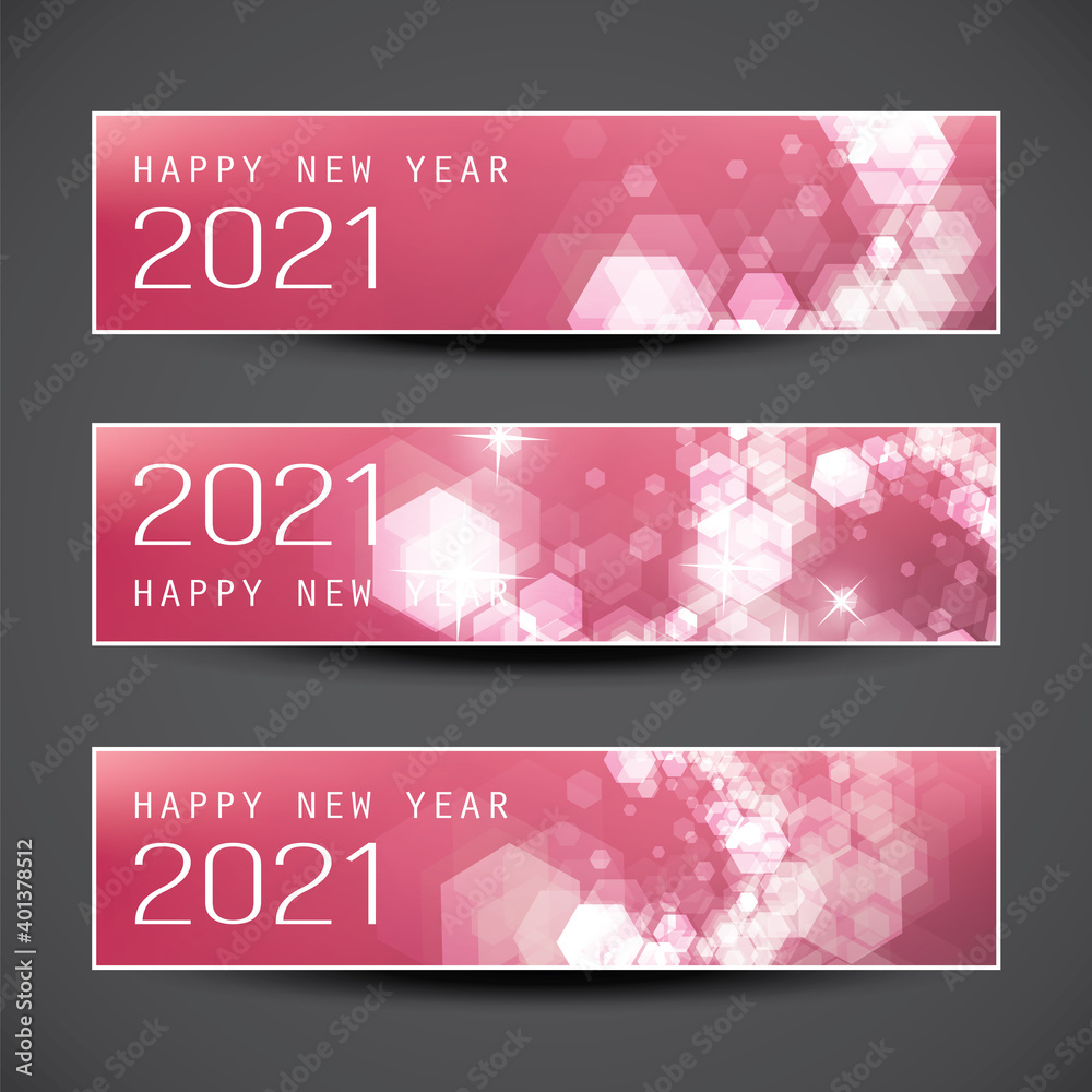 Set of Horizontal Christmas, New Year Headers or Banners Design - 2021