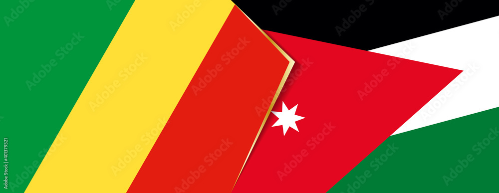 Congo and Jordan flags, two vector flags. Congo and Jordan flags, two vector flags.