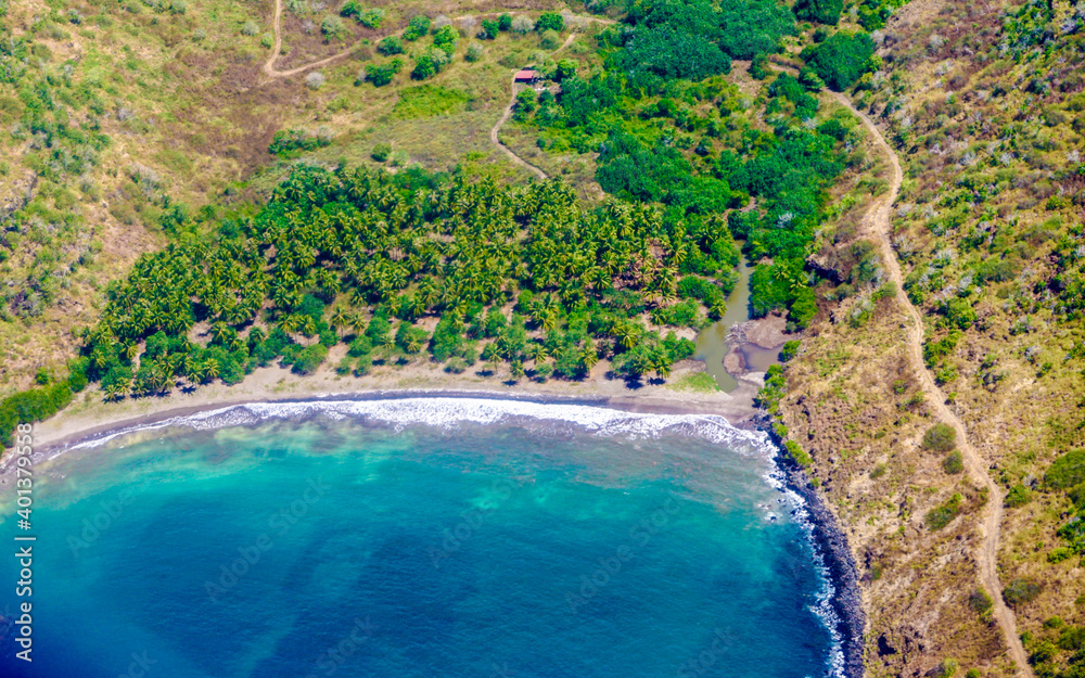 French polinesia, Marquesas, Nuku Hiva, plane view on the Motuhe'e Bay
